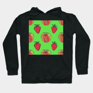 Apples and strawberries on green Hoodie